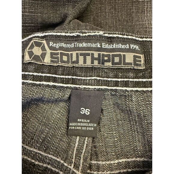 Southpole Y2K Baggy Wide Leg Jeans Men's Size 36 Black Denim - Picture 5 of 6